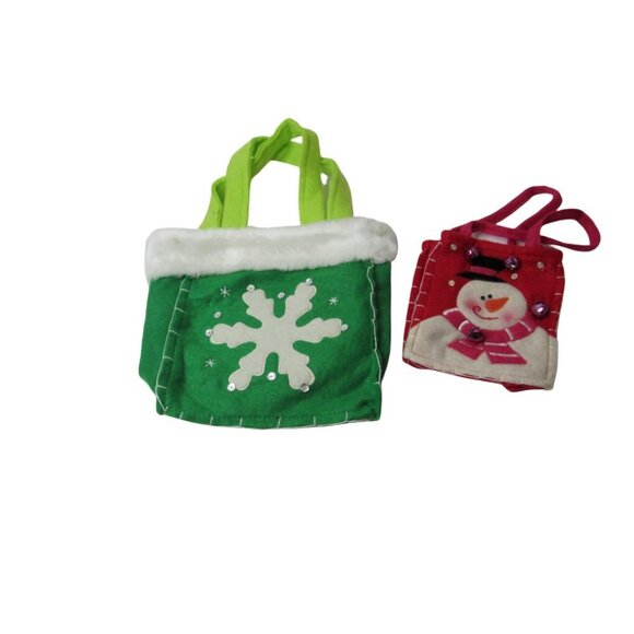 Felt Sustainable Christmas Gift Wrap Bags Snowman Snowflake Jingle Bells Sequin